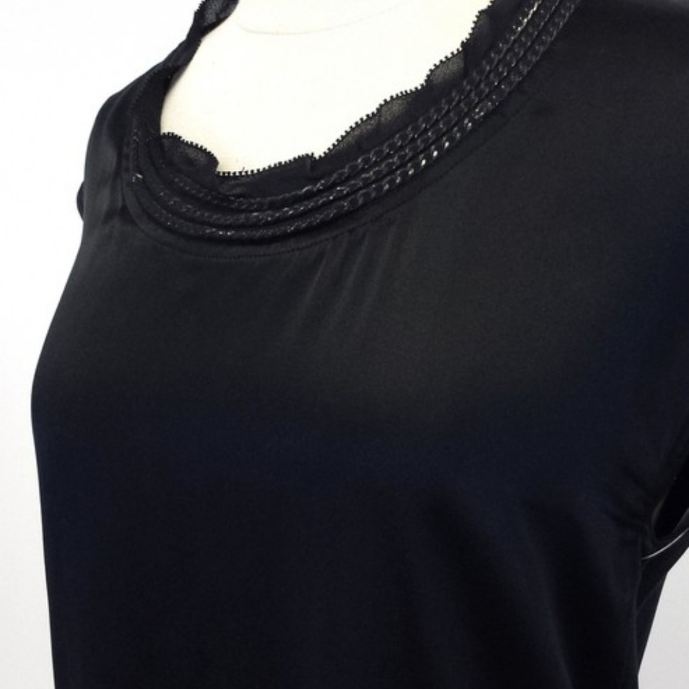 Theory W/Chain Black Silk Shift Dress - Picture 3 of 8